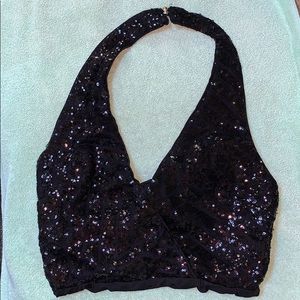 PROM - Black Sequin Halter Neck Bodysuit - wear with an amazing skirt!